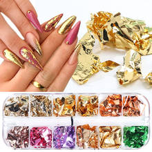 12 Colors Mirror Nail Sequins Gold Flakes Set Irregular Chrome Nail Art Glitter Foils Sticker 3D Paillette Decorations 2024 - buy cheap