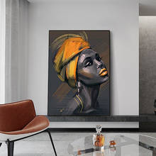 African Black Woman Oil Painting on The Wall Modern Decorative Canvas Wall Art Picture Yellow Woman Poster Decorative Painting 2024 - buy cheap