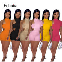 Echoine Women Solid Two Piece Set Super-short Sleeveless Bra Matching Turtleneck Half Covered Playsuit High Street Fashion Sets 2024 - buy cheap