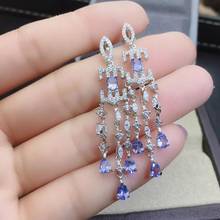 The Best Gift for Your loved wife Tanzanite Earring 925 sterling silver Fine jewelry Natural and Real Tanzanite Earring 2024 - buy cheap