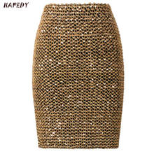 New Fashion Womens Skirts Gold Sequined Mini Skirt Bodycon Pencil Skirt Short Wrap Skirt for Office Lady Party Girl Saia CA6901﻿ 2024 - buy cheap