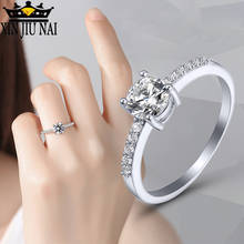 Lujoso anillo de plata 925 con diamantes brillantes para mujer, joyería de nacimiento, nuevo diseño, 4 puntas de circonia, cristal, anillos de compromiso de boda 2024 - compra barato