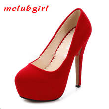Женские туфли-лодочки MCLUBGIRL, водонепроницаемые, на платформе, высокий ночной клуб, высокий каблук 14 см, черные, красные, на платформе, WZ 2024 - купить недорого