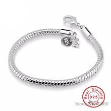 Pulseras de plata de ley 100% 925 para mujer, joyería de plata de moda con sello S925, pulsera de hueso de serpiente de 3mm YB001 2024 - compra barato