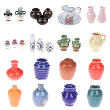Conjunto de Mini jarrón de porcelana cerámica para casa de muñecas, accesorios decorativos en miniatura, 1/2/3/7 unidades, 1:12 2024 - compra barato