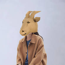 3D Paper Mold Animal Goat Sheep Head Mask Headgear Halloween Cosplay Props Woman Men Party Role Play Dress Up DIY Craft Masks 2024 - buy cheap