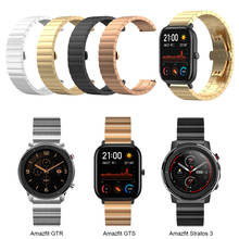 Pulseira fina para relógio, pulseira fina de aço inoxidável para huami amazfit gts/gtr 47mm 42mm, bracelete para relógio amazfit 3 stratos/bip lite 2024 - compre barato