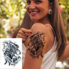 Временные татуировки стикер Ukiyoe черный спрей Карп Koi Lotus Art водонепроницаемый водный перевод тату поддельная флеш-татуировка для женщин и мужчин 2024 - купить недорого