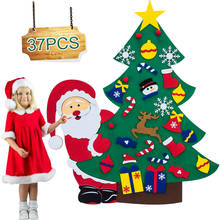 Árbol de Navidad de fieltro con adorno para niños, suministros de fiesta de juguete, regalos de Navidad de Año Nuevo, árbol Artificial, decoración de Navidad de pared, 37 Uds. 2024 - compra barato