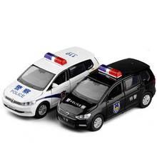 1:32 high simulation Volkswagen Touran police car live voice six-door realistic siren sound and light alloy car model toy car 2024 - buy cheap