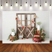 Mehofond-Fondo de fotografía de fresa dulce para granja, puerta de madera Vintage, pared de ladrillo, Baby Shower, sesión fotográfica, estudio fotográfico 2024 - compra barato