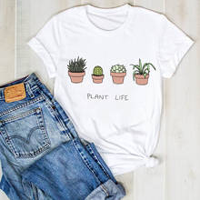 Женская летняя футболка с коротким рукавом и принтом кактуса, женская футболка, женская футболка, футболка с графическим принтом 2024 - купить недорого