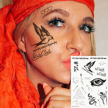 Adesivo de mandala, tatuagem temporária com pássaro preto, henna, rústica, temporária para rosto, tatuagem de dedo e pescoço, folha decalque 2024 - compre barato