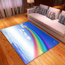 Радужные 3D принтованные ковры для гостиной, дома, большой ковер, милые детские коврики для игровой зоны, детская спальня, ползающий коврик, коврик для двери 2024 - купить недорого