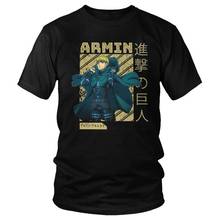 Camiseta de Manga corta para hombre, camisa de Shingeki No Kyojin, de Anime, Armin Alert, de algodón, de corte Regular 2024 - compra barato