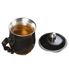 Xícara de chá de prata dourada 999, prateado puro, criativo, grande capacidade, copo de água, caneca de cerâmica doméstica com tampa, letras 2024 - compre barato