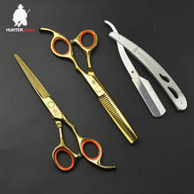 30% off HT9128 6" Golden Tintanium 6 inch Cutting Thinning Styling Tool Hair Scissors Stainless Steel Salon Hairdressing Shears 2024 - buy cheap