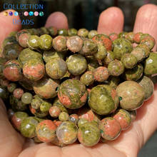 Natural Faceted Unakite Loose Round Beads For Jewelry Making 4-10 MM DIY Bracelets Accessories Wholesale 2024 - buy cheap