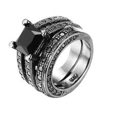 Foydjew 2021 Hot Sale Black Zircon Jewelry Men's Rings Micro-inlaid Black Gold Ring Sets Wedding Engagement Hands Accessories 2024 - buy cheap