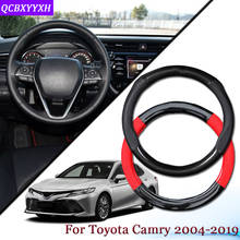 Protector de cuero de fibra de carbono para volante de coche, bujes de volante, accesorios de coche para Toyota Camry 2004-2019 2024 - compra barato