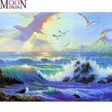 Diy Diamond Mosaic Scenery Seagulls Soar Diamond Painting Full Square Round Drill Diamond Embroidery Cross Stitch Rhinestone Sea 2024 - buy cheap