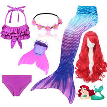 Kids Children Mermaid Tails for Swimming with Monofin Flippers Wig Girls Cosplay Fancy Costume New Bikini Suit Bathing Swimsuit 2024 - buy cheap