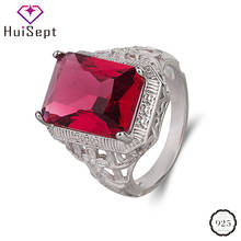 HuiSept Vintage 925 Silver Jewelry Ring for Women Geometric Shape Ruby Gemstone Finger Rings Wedding Promise Party Accessories 2024 - buy cheap