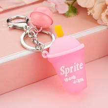 Hot Sale Milk Tea Cup  Keychain Liquid Crystal Quicksand Sequin Key Ring Bag Pendant for Women Bag Key Chain Jewelry EH069 2024 - buy cheap