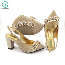 Conjunto de zapatos y bolso para mujer, calzado elegante con cristales de colores especiales, diseño italiano nigeriano, Color dorado, para fiesta, a la moda, 2021 2024 - compra barato