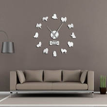 Chow-Reloj de pared acrílico 3D para sala de estar, pegatinas de pared de animales de raza de perro, regalo para amantes de cachorros y mascotas, barrido silencioso 2024 - compra barato