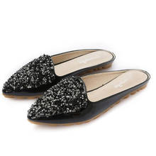 Zapatillas planas de cristal para mujer, zapatos ostentosos con diamantes de imitación y punta estrecha, de marca europea, talla 43 2024 - compra barato