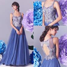 2020 Prom Dresses Spaghetti Straps Sleeveless Lace Appliques Evening Gowns Hollow Back Sweep Train Special Occasion Dress 2024 - buy cheap