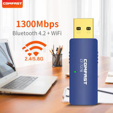 Comfast-Adaptador USB Bluetooth 11ac 1300mbps, tarjeta de red Wi-fi de doble banda 5,8G, Adaptador Bluetooth 4,2, CF-727B inalámbrico usb 2024 - compra barato