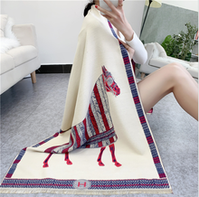 Fashion Winter Scarf Women Cashmere Warm Pashmina Foulards Luxury Horse Print Scarves Wraps Thick Soft Bufanda Lady Shawls Hijab 2024 - buy cheap