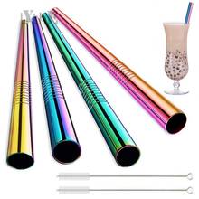 Large 12mm Bubble Tea Milkshake Straw Reusable Metal Straw 304 Stainless Steel Drinking Straws Set Bar Boba Straight Straw Tubes 2024 - buy cheap