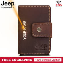 Free Engraving Rfid Cowhide Leather Business ID Card Case Male Credit Card Holders Mini Male Coin Purse Automatic Card Wallets 2024 - buy cheap