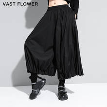 Black Pleated Wide Leg Pants Women New High Waist Pocket Plus Size Loose Casual Trousers Women 2021 Autumn Fashion Streetwear 2024 - buy cheap