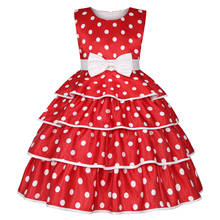 Meninas vestido 2021 nova flor menina vestido meninas polka dot inchado bolo vestido de natal vestidos de princesa do bebê crianças roupas 12 idade 2024 - compre barato