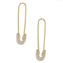 ZWPON Gold Crystal Clip Safety Pin Earrings 2019 Hot Sale Safety Pin Drop Earrings Jewelry Wholesale 2024 - buy cheap