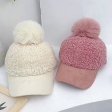 Women Winter Faux Fleece Baseball Peak Cap Fuzzy Warm Solid Color Cute Pompom Hip Hop Sunscreen Visor Brim Beanie Hat 2024 - buy cheap