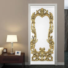 European Style Luxury Door Stickers 3D Golden Carved Vinyl Mural Wallpaper Living Room Bedroom Self-Adhesive Waterproof Poster 2024 - buy cheap