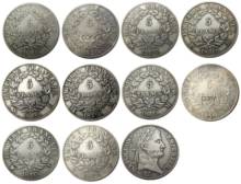 Monedas chapadas en plata, 5 franjas, 1809-1814, 65 Uds., diferentes Mintmark 2024 - compra barato