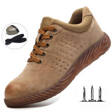 Zapatos de entrenamiento para hombre al aire libre Cabeza de Acero antigolpes zapatos de seguro de trabajo antiperforación zapatos de trabajo de soldadura de piel de cerdo botas de seguridad 2024 - compra barato