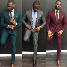 Formal Green Burgundy Wedding Mens Suits Slim Fit Bridegroom Tuxedos For Men Two Pieces Groomsmen Suit Blazers Business Jackets 2024 - buy cheap