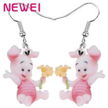 NEWEI Acrylic Cartoon Anime Pig Piggy Earrings Drop Dangle Jewelry For Women Girls Teens Kids Charm Decoration Gift Accessories 2024 - buy cheap