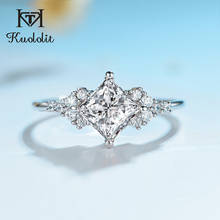 Kuololit anéis de moissanite branca 585, 14k, laboratório feminino, corte quadrado, lindo diamante, joia fina para casamento e noivado 2024 - compre barato
