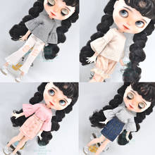 1pcs Blyth Doll Clothes fashion plaid shirt, overalls Ripped jeans for Blyth Azone OB23 OB24 1/6 doll accessories 2024 - buy cheap