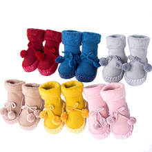 baby cotton non slip socks boys girls newborn infant winter warm long sock shoes soles toddler velvet thermal cute leather sock 2024 - buy cheap
