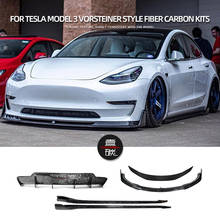 Спойлер для передней и задней губ Tesla Model 3 Vorsteiner style Fiber Carbon Kits 2024 - купить недорого