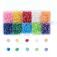 1 Box 10 Colors 4x4mm Bicone Faceted AB Color Plated Transparent Acrylic Beads for Jewelry Making Hole: 1mm about 250pcs/color 2024 - buy cheap